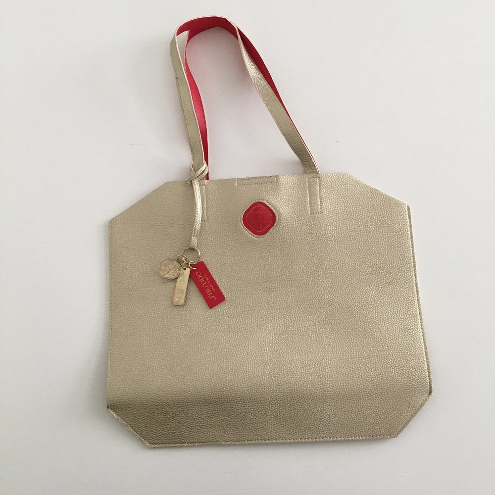 SHISEIDO Ginza Tokyo Octagon Tote/Shoulder Bag Gold/Red Bag Magnetic Closure NEW